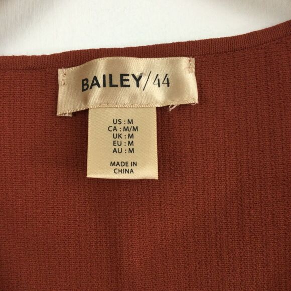 Bailey/44 Womens Rust Ruffle Sleeved Ribbed Knit Blouse Top Rust Size Medium - Picture 3 of 10